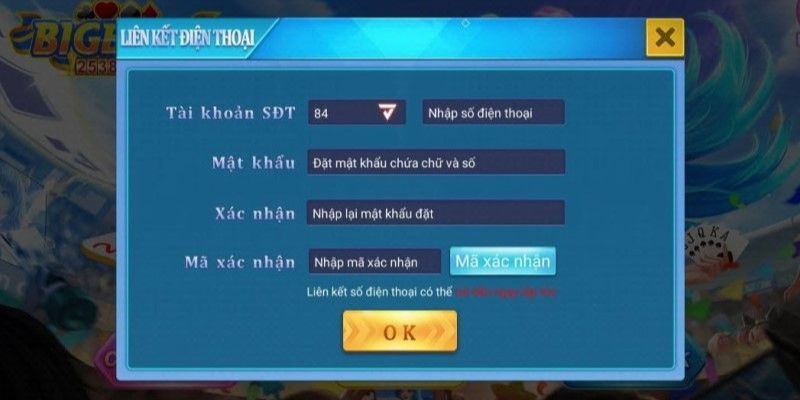 Các bước đăng ký thành công tài khoản tại cổng game bigboss