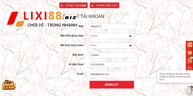 Đăng ký và đăng nhập thành công tại cổng game Lixi888 đơn giản